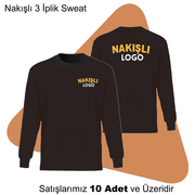 Şirket Logolu Üç İplik Nakışlı Sweat