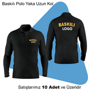 Şirket Logolu Amerikan Pike Uzun Kol Polo Yaka Tişört Baskılı