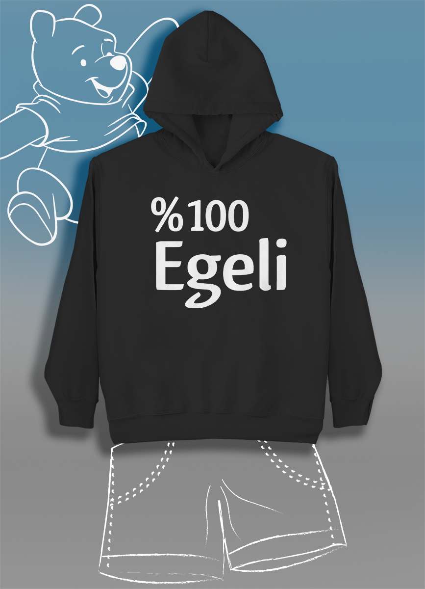 %100 Egeli  (Üniseks Çocuk Kapüşonlu)