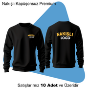 Şirket Logolu Nakışlı Kapüşonsuz Sweat