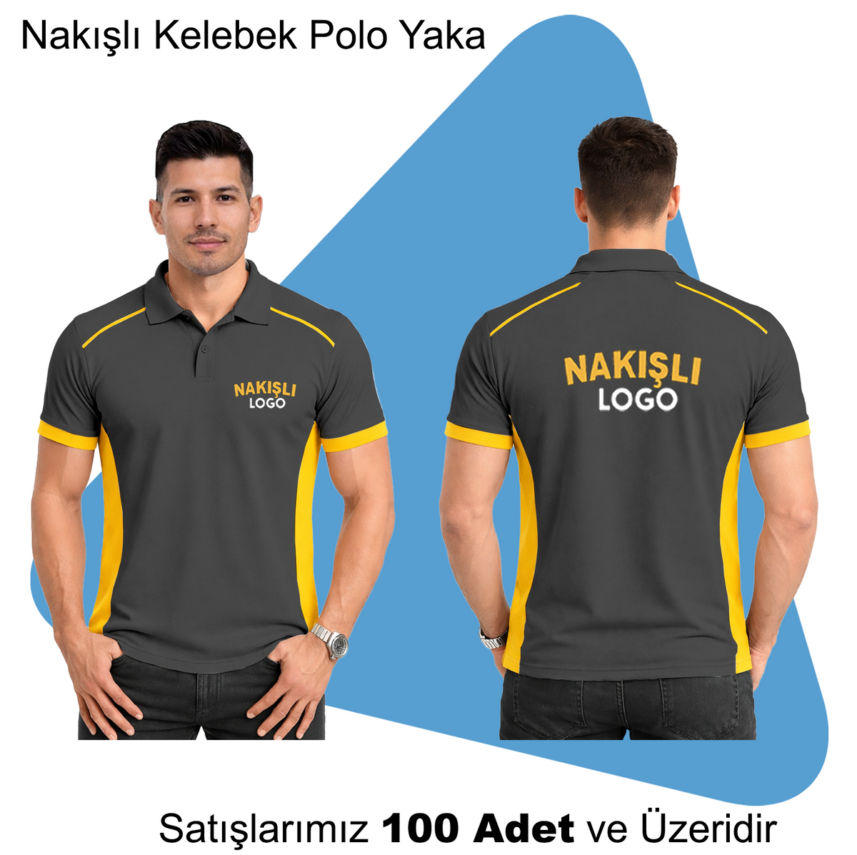 Şirket Logolu Nakışlı Kelebek Polo Yaka