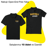 Şirket Logolu Open End Kumaş Nakışlı Polo Yaka  Tişört