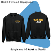 Şirket Logolu Fermuarlı  Baskılı Kapüşonsuz