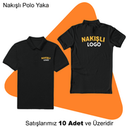 Şirket Logolu %100 Pamuk nakışlıPolo Yaka  Tişört (Amerikan Pike)