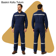 Şirket Logolu Baskılı Kollu Tulum