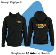 Şirket Logolu Nakışlı Kapüşonlu Sweat