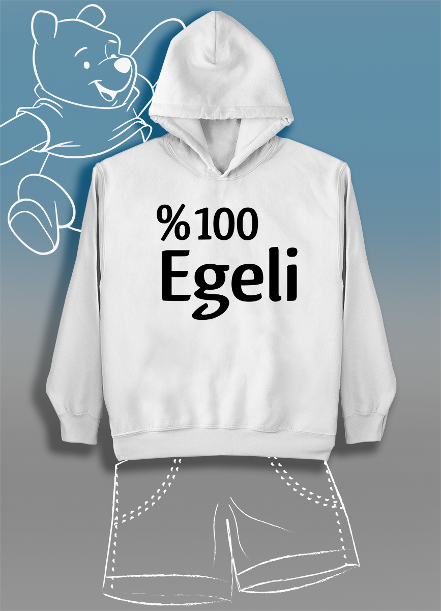 %100 Egeli  (Üniseks Çocuk Kapüşonlu)