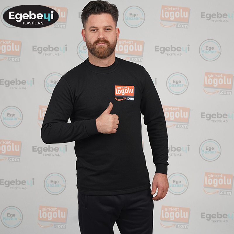 Baskılı/Nakışlı 2 İplik Bisiklet Yaka Sweatshirt